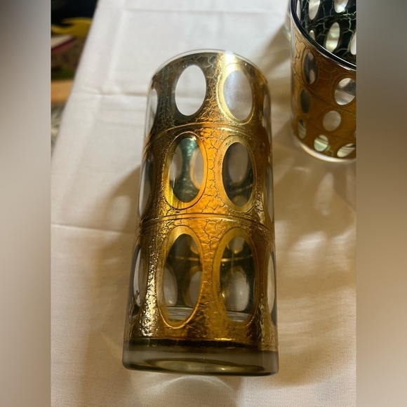 Culver 22k gold highball and low ball glasses set of 6 vintage - Picture 6 of 9